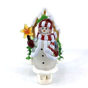 Snowman Nightlight Christmas Plug in Light Plastic 6"